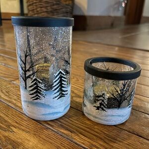 Yankee Candle Winter Wonderland Glass Holders - Black and White